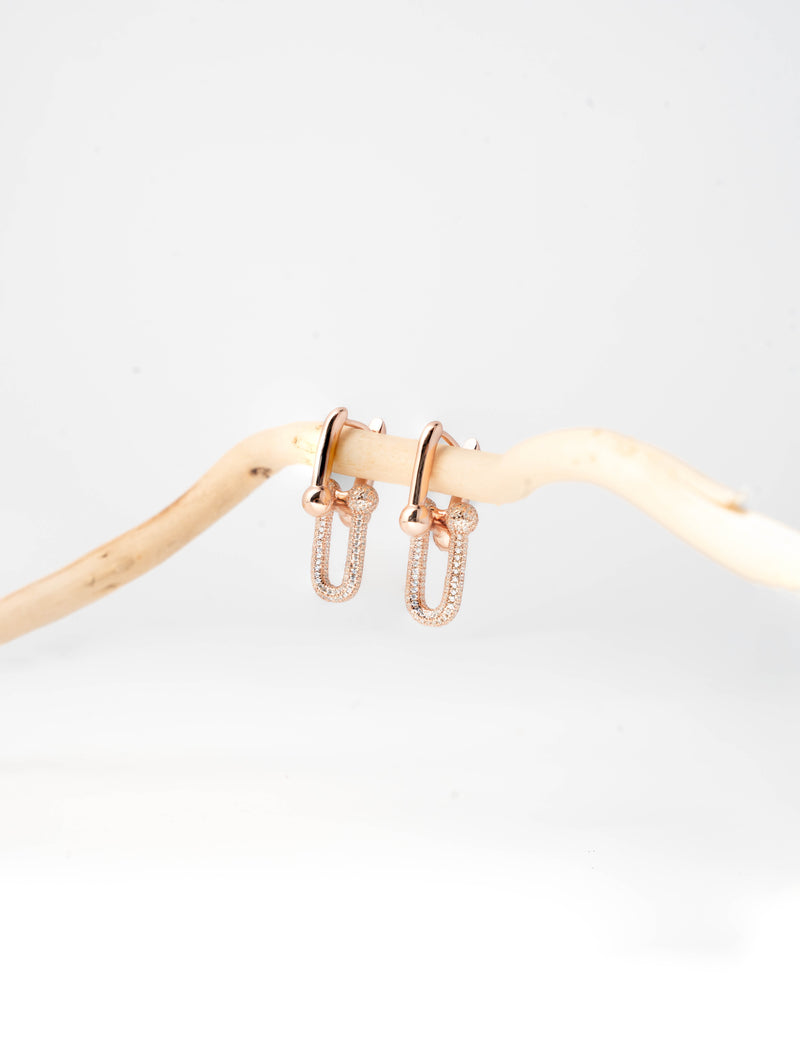 Pavé Link Hoops, Rosé